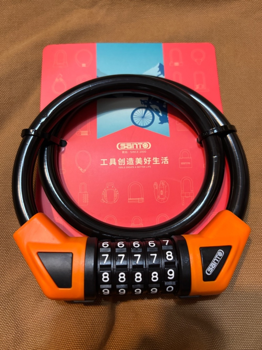 Orange Combination Cable Bike Lock